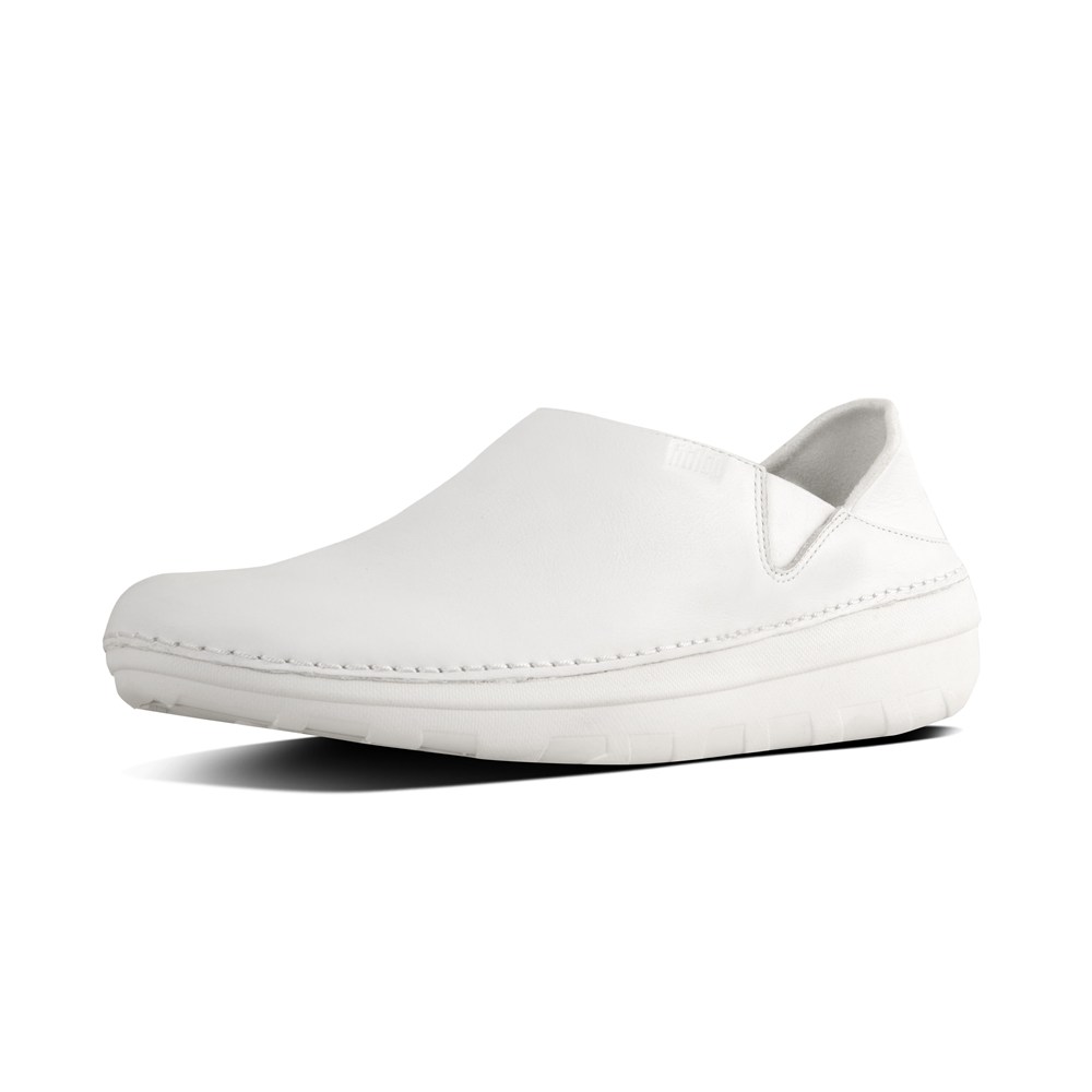 Fitflop Womens Loafers - Superloafer Leather - White - 807-HUYRBC